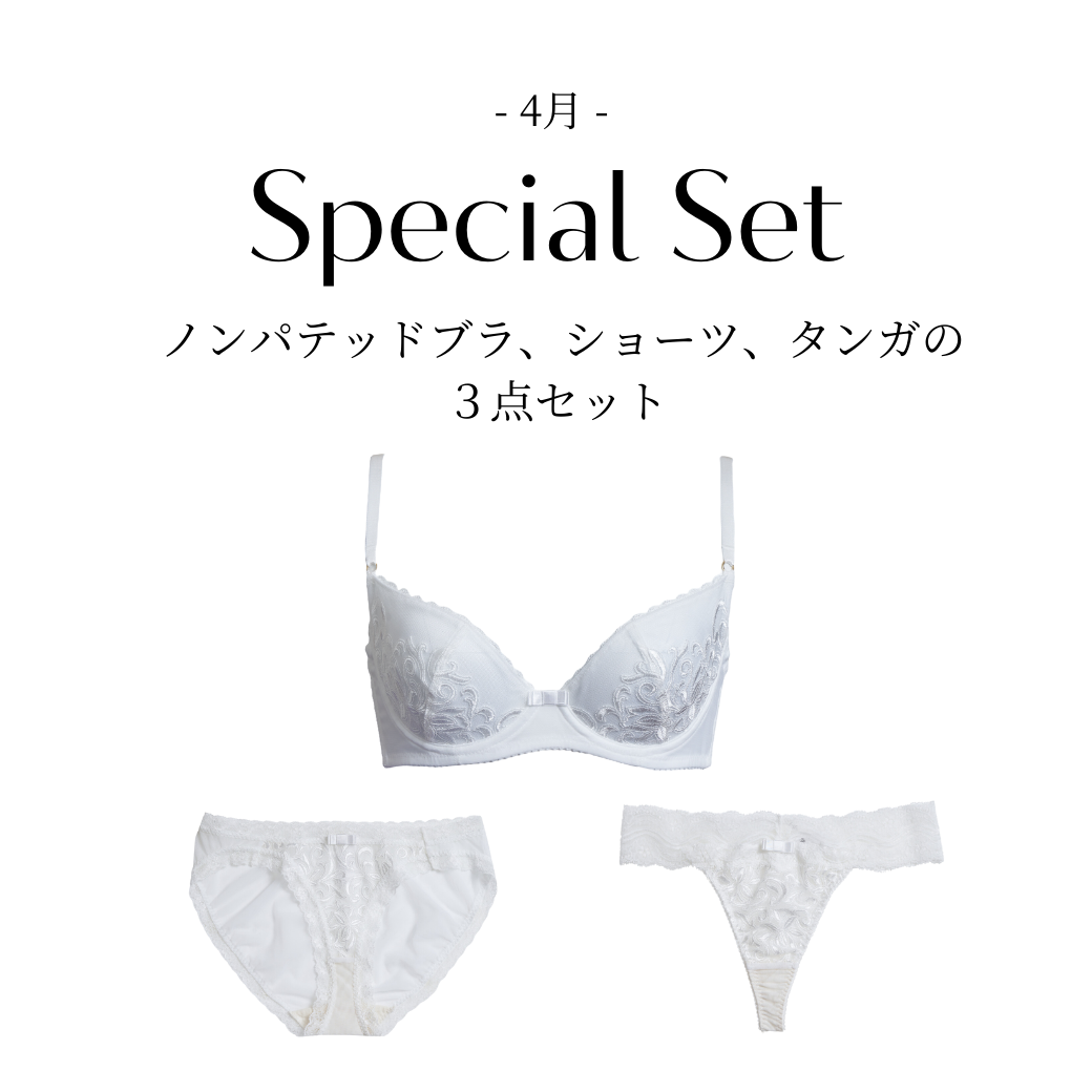3/24(月)~4/1(火)期間限定】crystal clear ノンパテッドブラ、ショーツ 