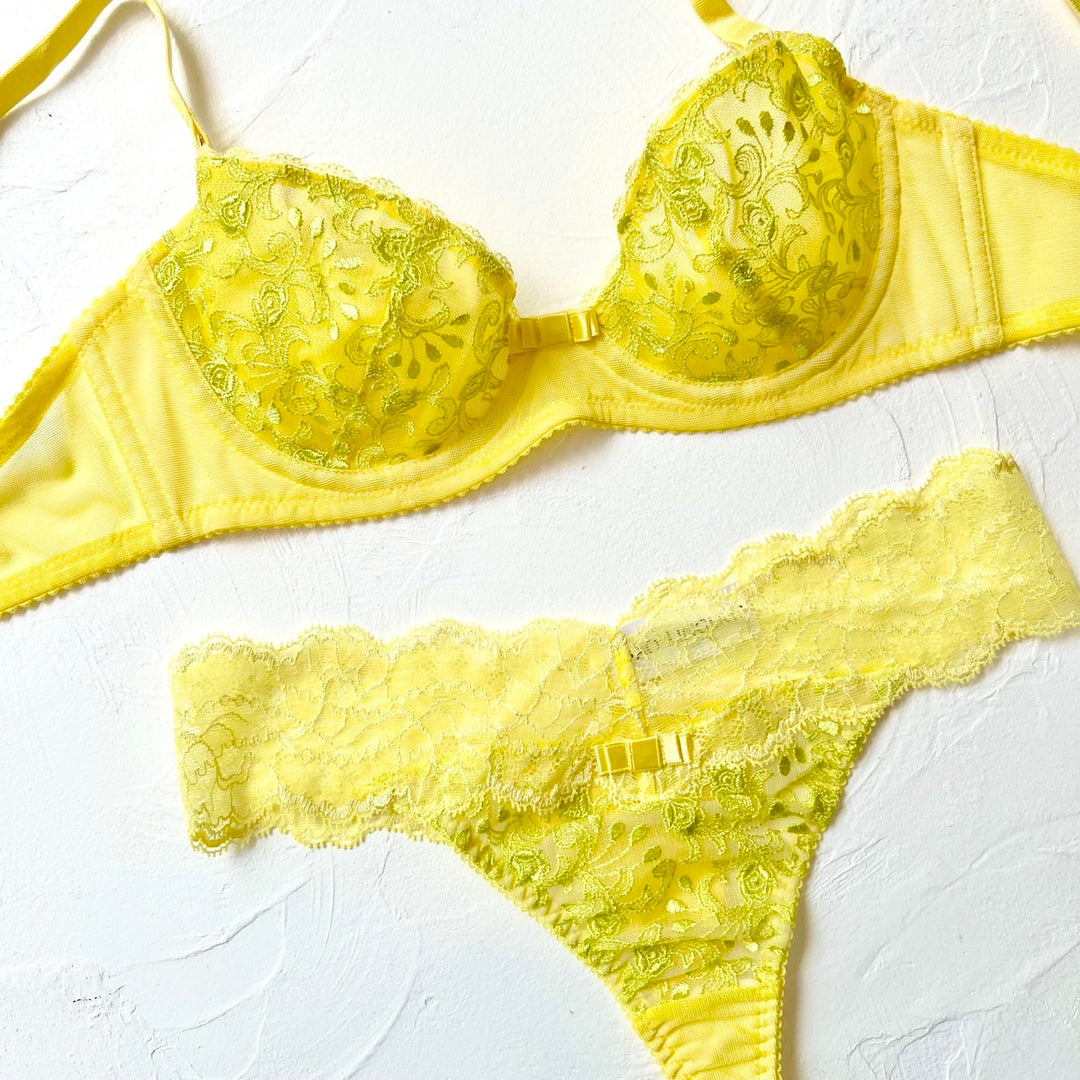 Limited Time Offer: July 25th (Thurs) - August 1st (Thurs) Love & Joy Non-Padded Bra, Panties, and Thong Set