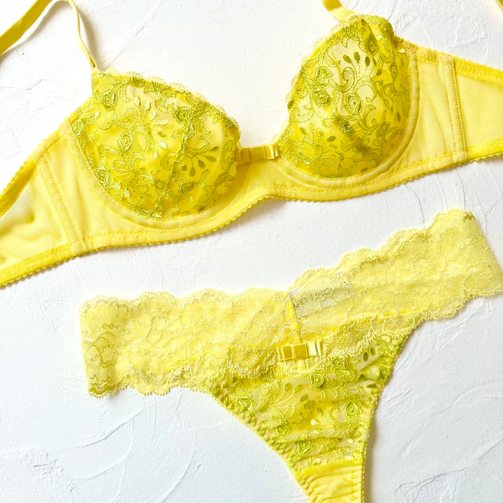 Limited Time Offer: July 25th (Thurs) - August 1st (Thurs) Love & Joy Non-Padded Bra, Panties, and Thong Set