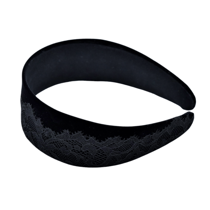 ベロア調レースのカチューシャ -lace velveteen headband-