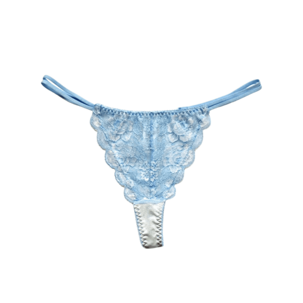 【超限定数】ライトブルーホワイト "Adore" 総レース・マカロニタンガ