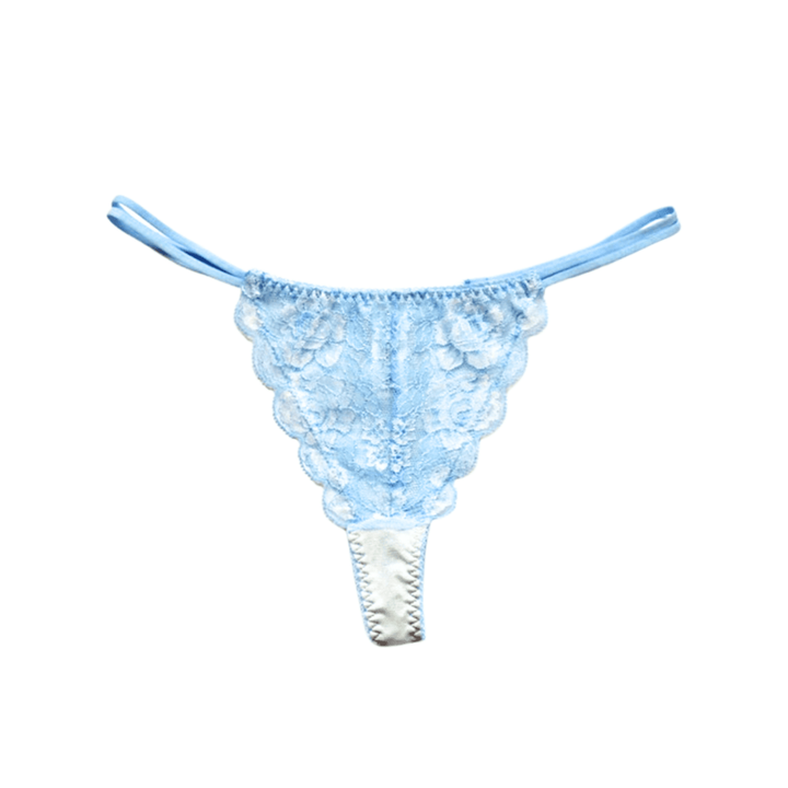 【超限定数】ライトブルーホワイト "Adore" 総レース・マカロニタンガ