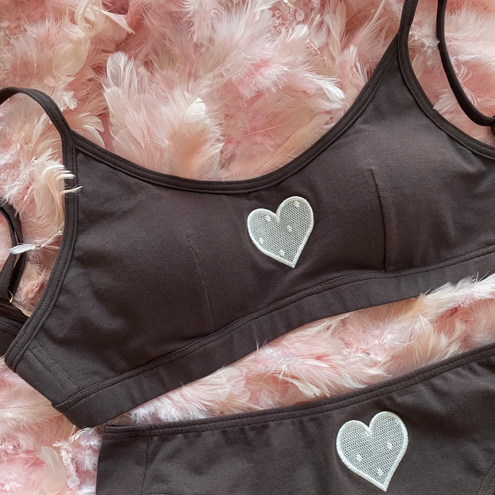 【Valentine Collection】“Amoretta”ノンワイヤーブラジャー チョコクリーム