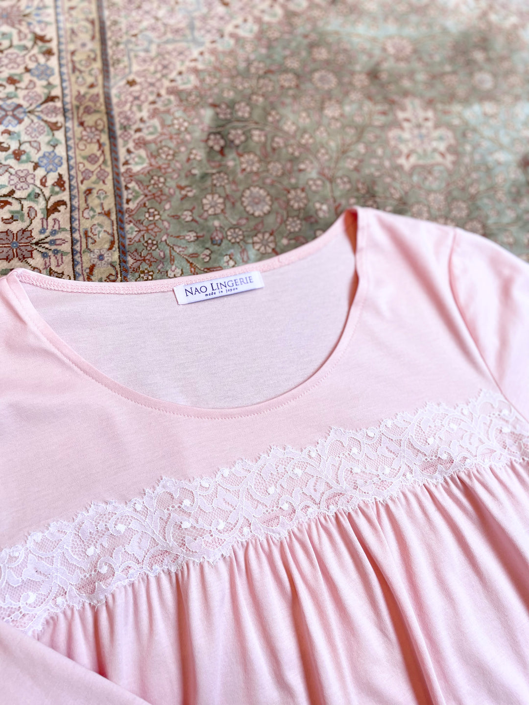 【8/24(日)~9/1(月)期間限定】Lace gather Night dress（ペールピンク）