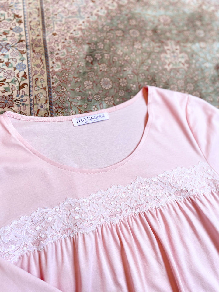 【8/24(日)~9/1(月)期間限定】Lace gather Night dress（ペールピンク）