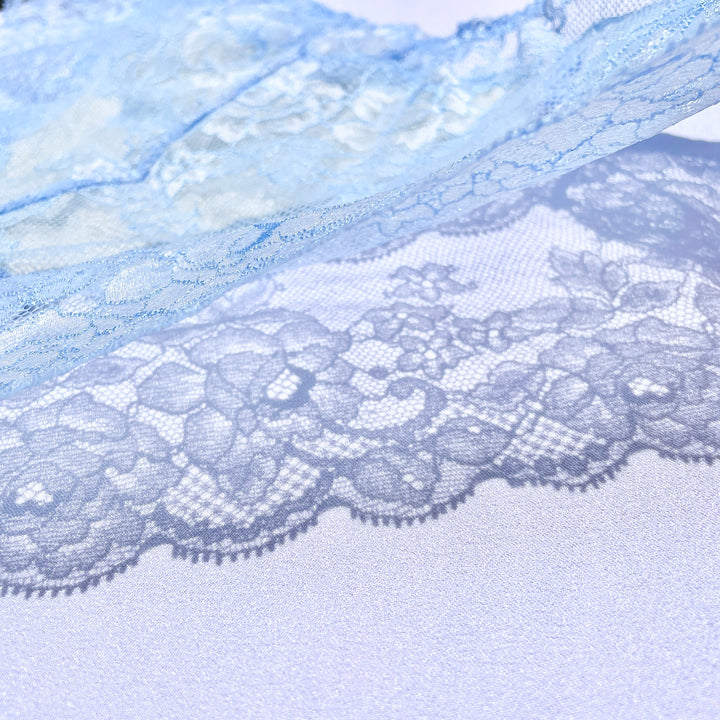 【超限定数】ライトブルーホワイト "Adore" 総レース・マカロニタンガ