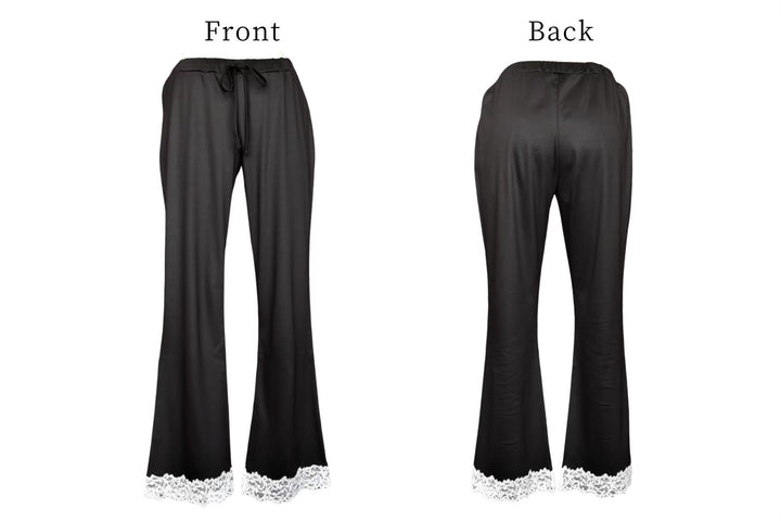 V-neck lace Night wear & flare pants(リッチブラック)　50%OFF→¥18000